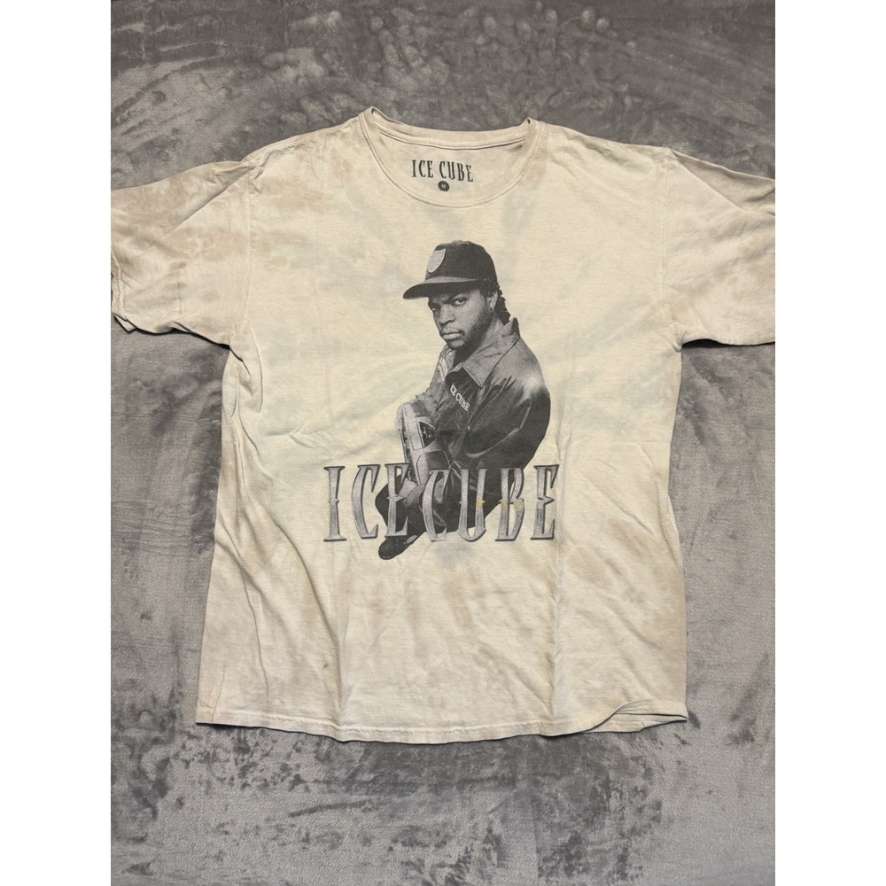 Ice Cube T-Shirt Men M White Thrashed Faded Tie Dye 2021 Graphic